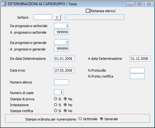 Stampe Determinazioni Capigruppo